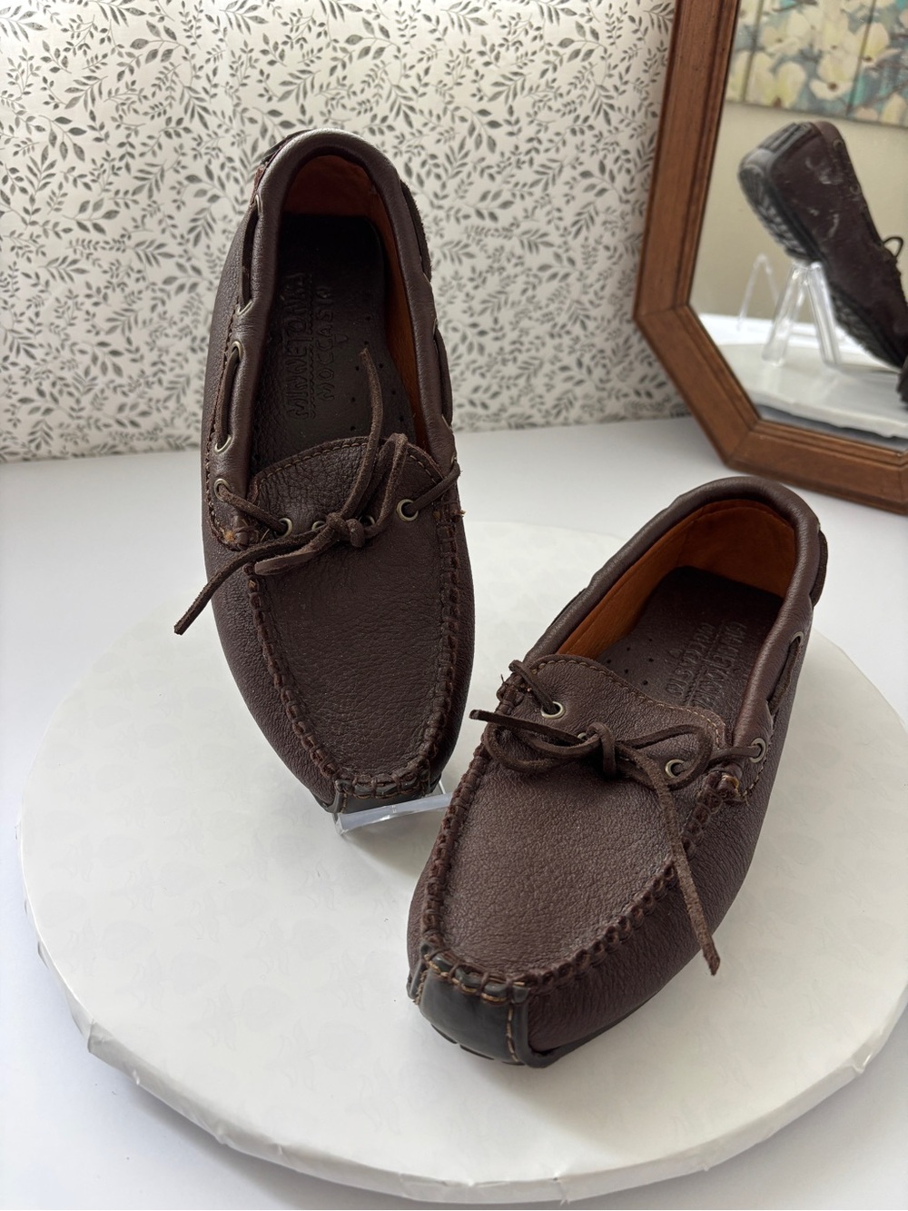 Minnetonka Brown Leather Driving Moccasins Women’s 7M Slip On Loafers